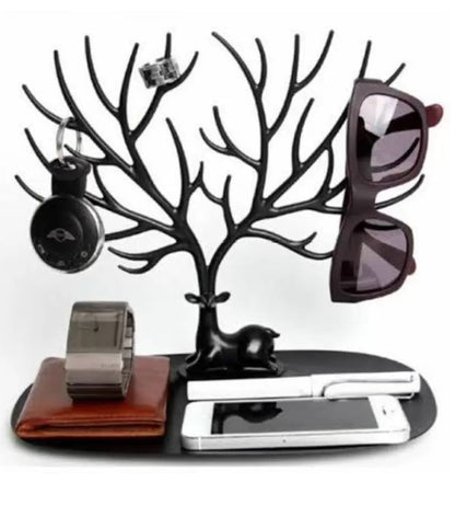 Deer Tree Stand, Key Holder for Sunglasses, Jewelry, Plastic Key Holder  (24 Hooks, Black)