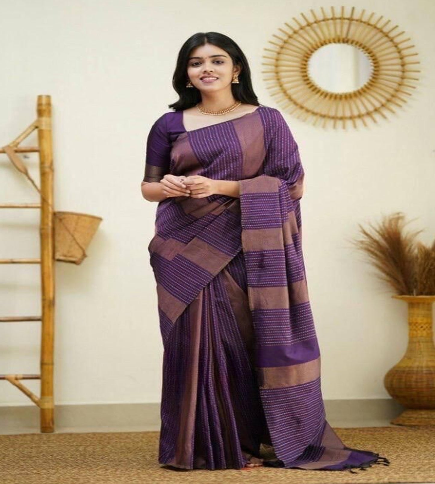 Floral Print Kanjivaram Art Silk, Jacquard Saree