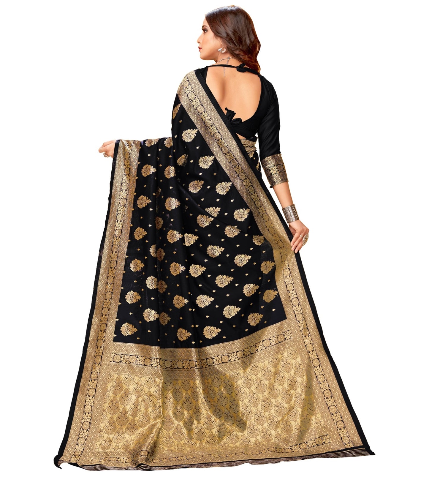 Women's Banarasi Art Silk Jacquard Woven Saree With Blouse Piece