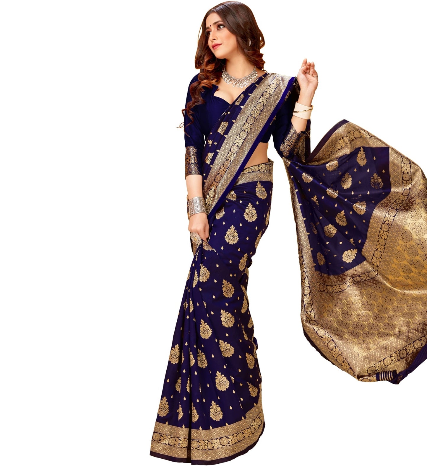 Women's Banarasi Art Silk Jacquard Woven Saree With Blouse Piece