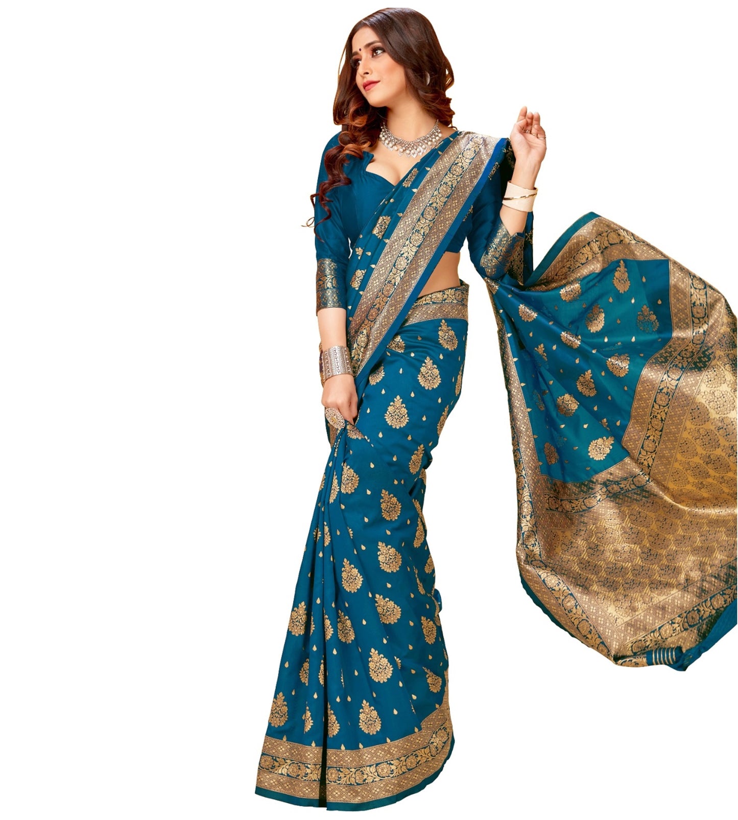 Women's Banarasi Art Silk Jacquard Woven Saree With Blouse Piece