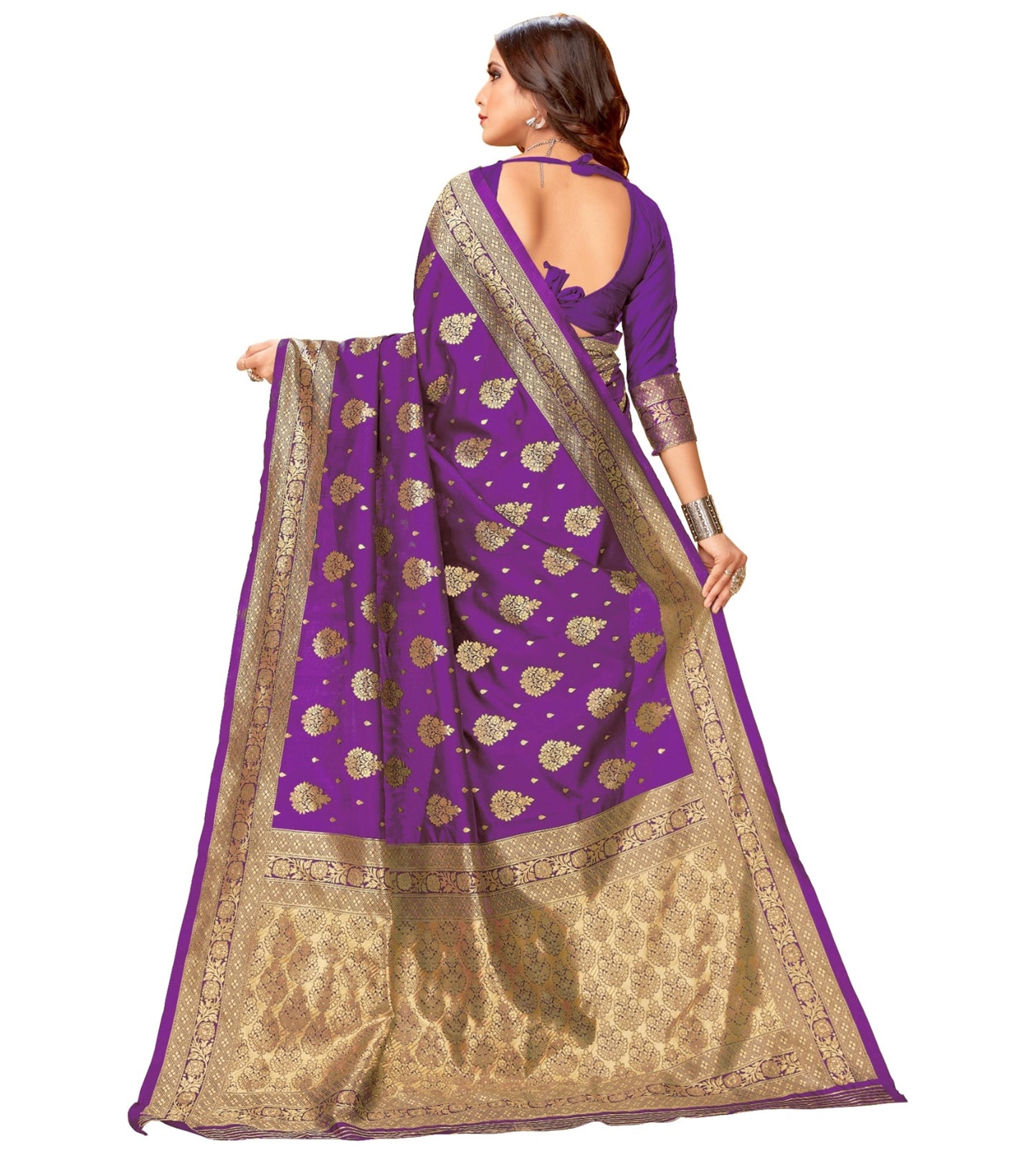 Women's Banarasi Art Silk Jacquard Woven Saree With Blouse Piece